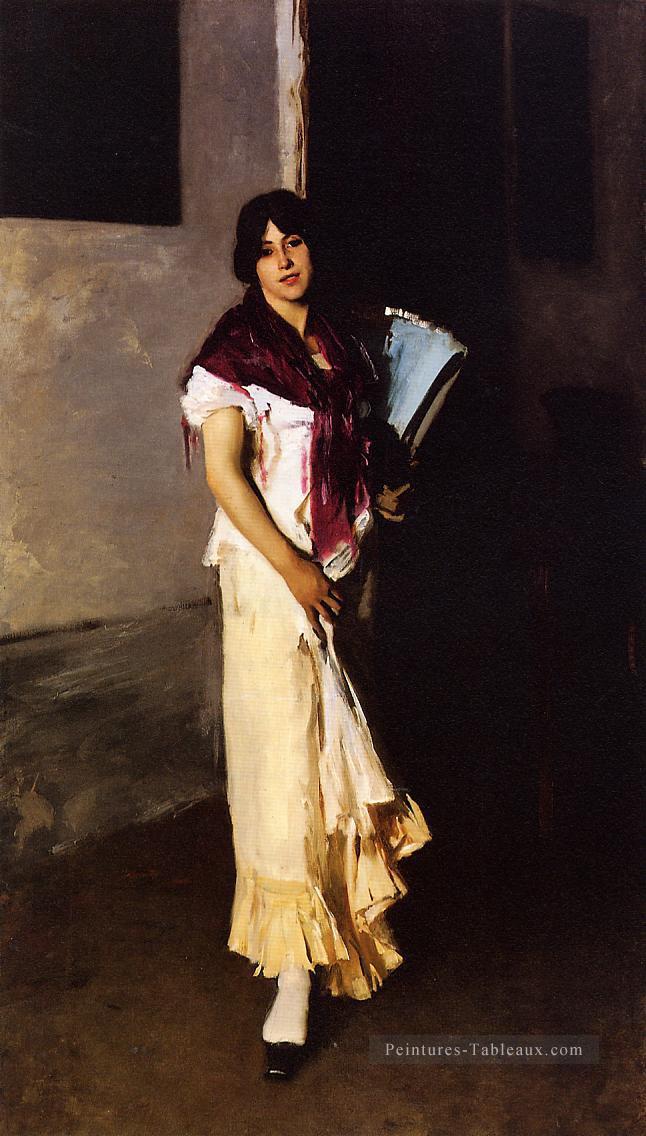 Fille Italienne avec portrait de Fan John Singer Sargent Peintures à l'huile